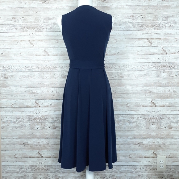 Charter Club Sleeveless Dress PS Belted Blue 529 - Picture 3 of 6